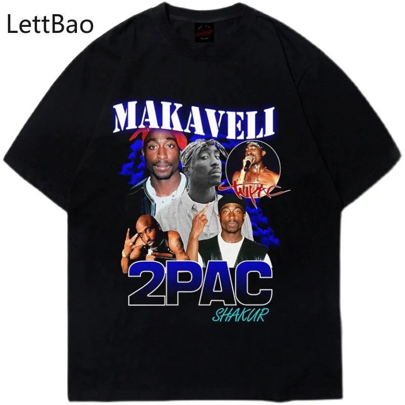 Men's Tupac Print T-Shirt - Streetwear Hip Hop Fashion