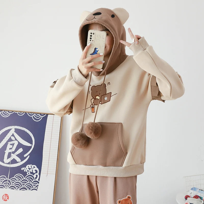 Cute Anime Hoodie Coat | Warm Winter Cotton Fleece | Oversized Hoodie for Girls