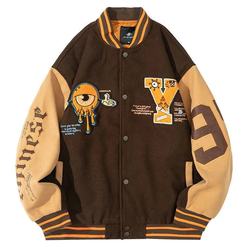 Men's Thin Oversized Varsity Jackets with Letter Embroidery for Spring/Autumn