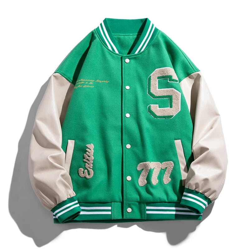 Stylish Men's Streetwear Varsity Jacket - Spring/Autumn Sportswear