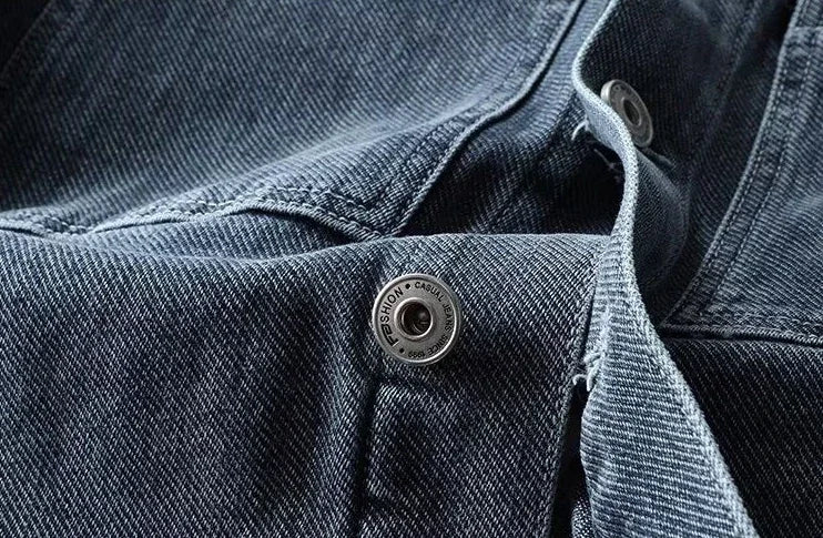Men's Autumn Denim Jacket - Blue, Washed, Casual, Vintage, Free Shipping
