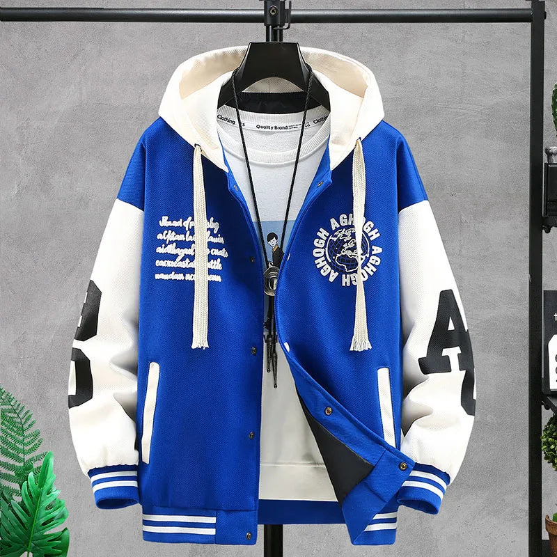 Boys Hooded Baseball Jacket - Hip Hop Style Jackets for Men