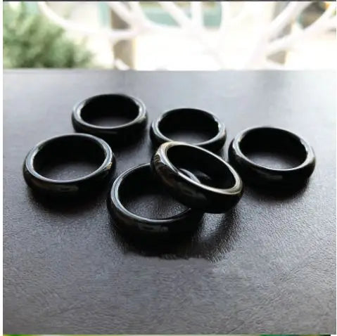 Natural Agate Black Jade Rings Gemstone Bands Luxury Jewelry Men Women