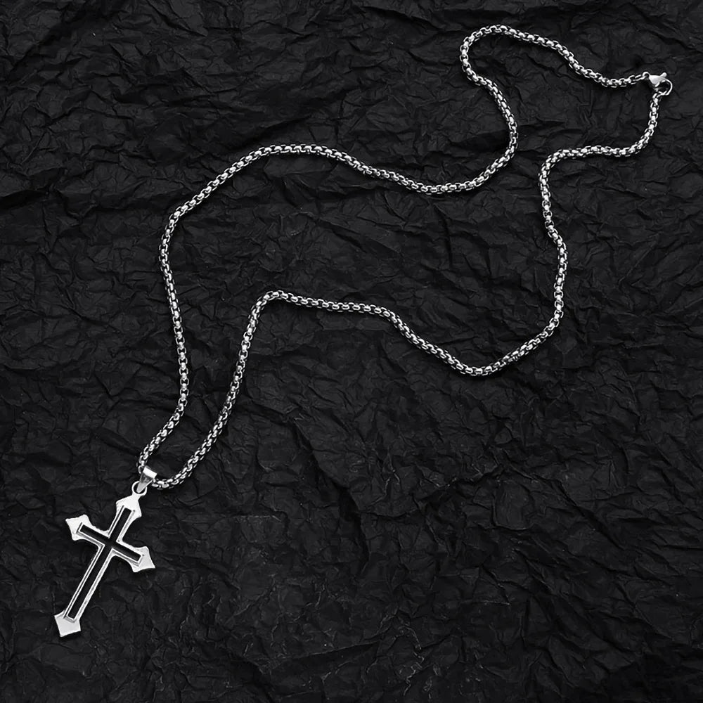 Men's Titanium Steel Cross Necklace Korean Fashion Punk Party Jewelry