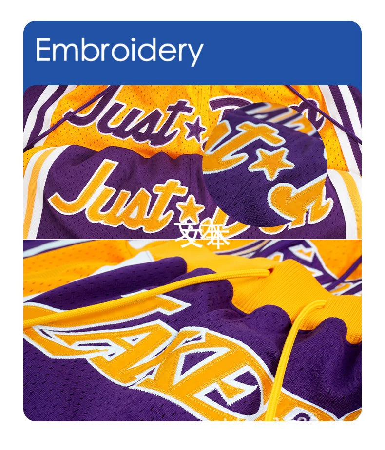 Premium Quality 'LAKERS' Basketball Shorts with Embroidered Logo