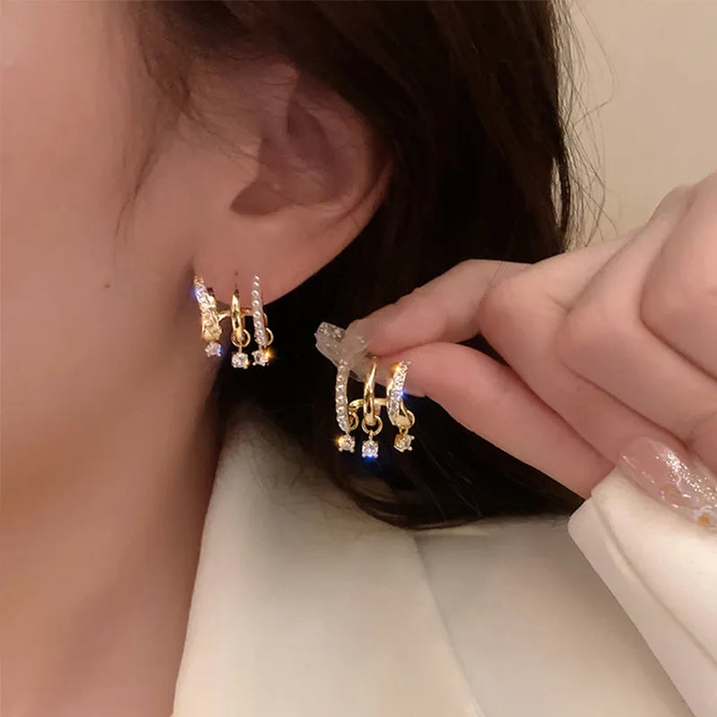 New Style Zircon Temperament Drop Crystal Earings