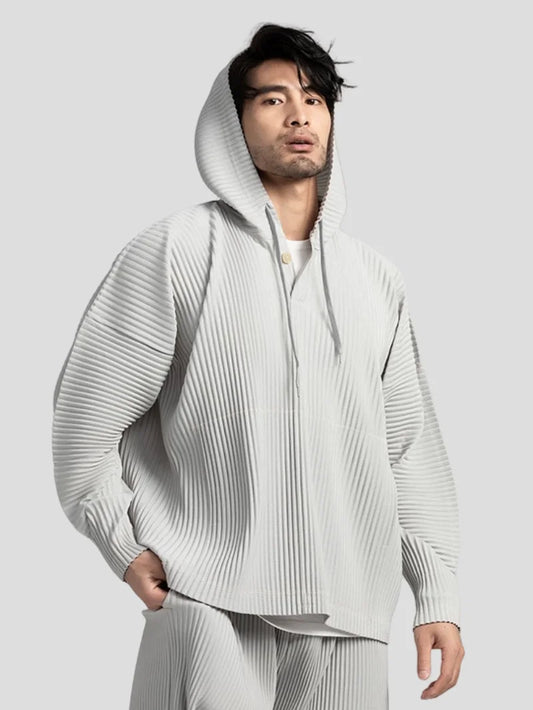 Premium Pleated Hoodie for Men : Drawstring Casual Men's Hoodie