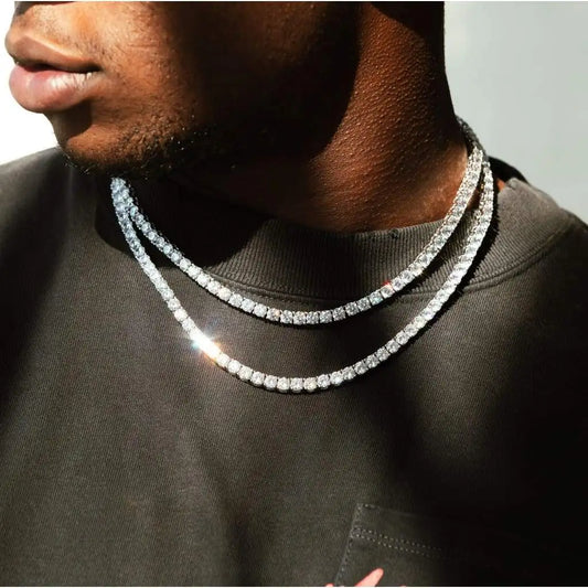 Classic 4MM Iced Out Tennis Chain - Hip-Hop Necklace (Convertible  to Bracelet)