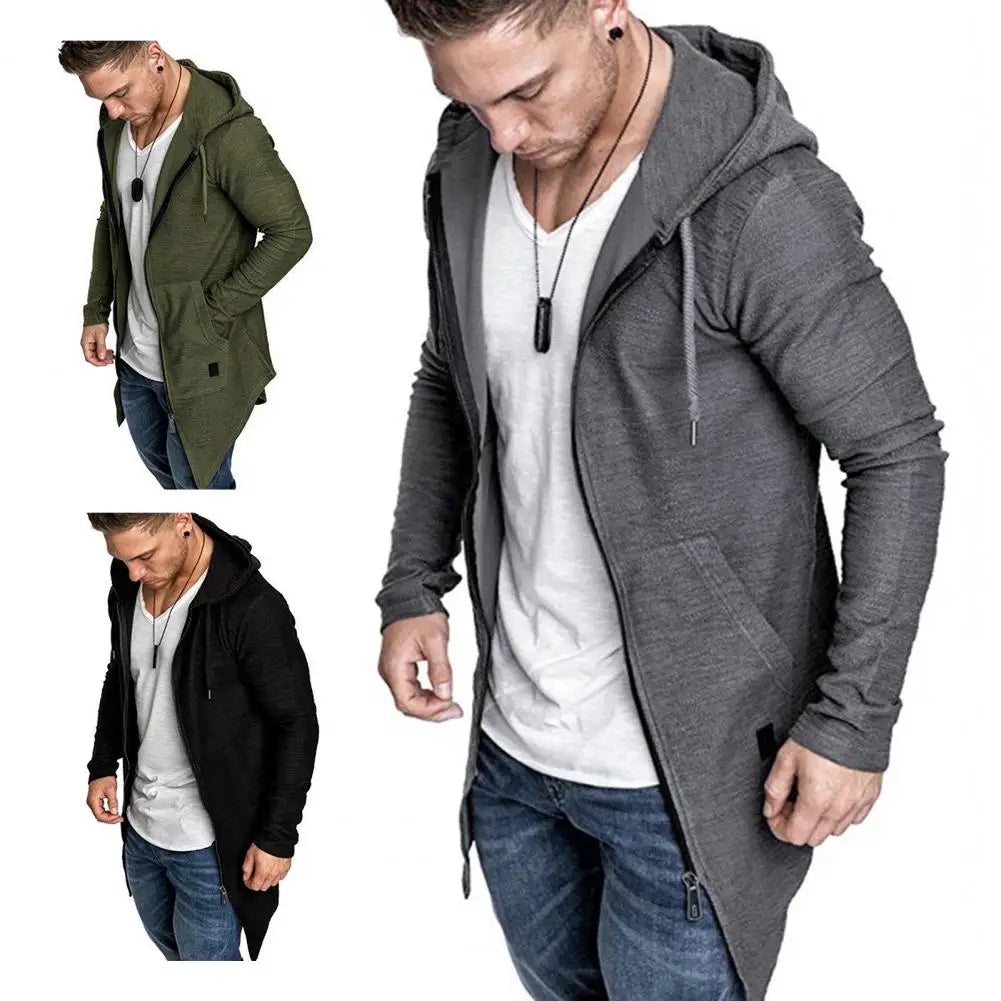 Men's Slim Solid Color Windproof Cardigan Coat - Autumn/Winter Jacket