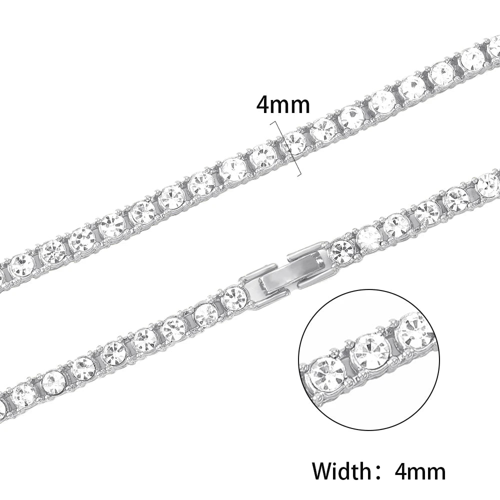 Classic 4MM Iced Out Tennis Chain - Hip-Hop Necklace (Convertible  to Bracelet)