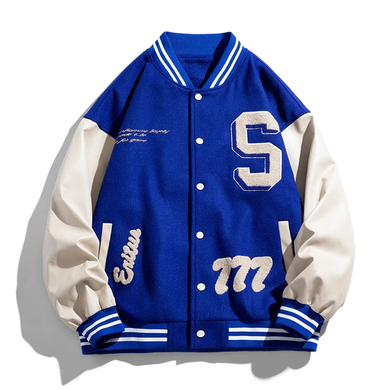 Stylish Men's Streetwear Varsity Jacket - Spring/Autumn Sportswear