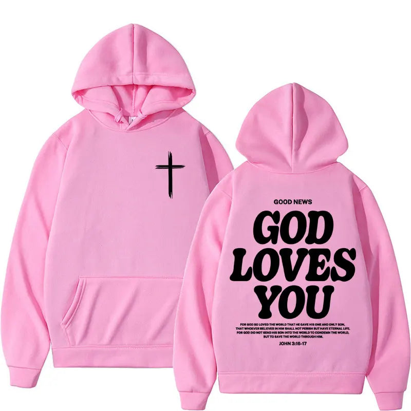 Harajuku Aesthetic Christian Jesus Hoodie Bible Verse God Loves You