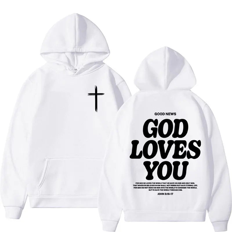 Harajuku Aesthetic Christian Jesus Hoodie Bible Verse God Loves You