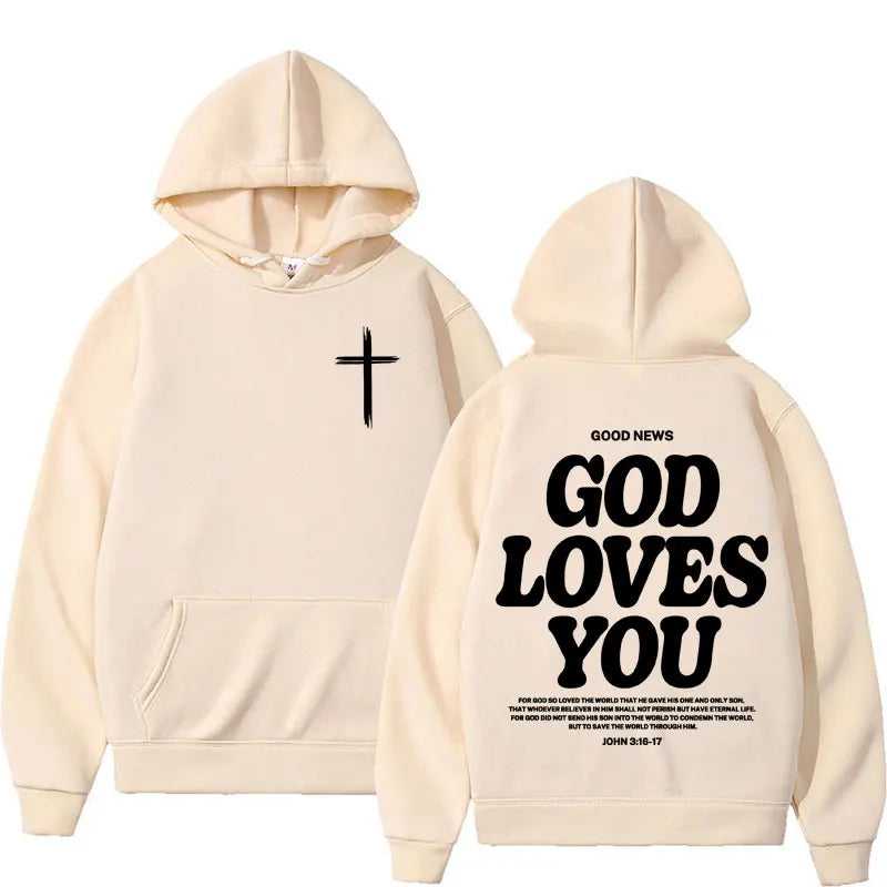 Harajuku Aesthetic Christian Jesus Hoodie Bible Verse God Loves You