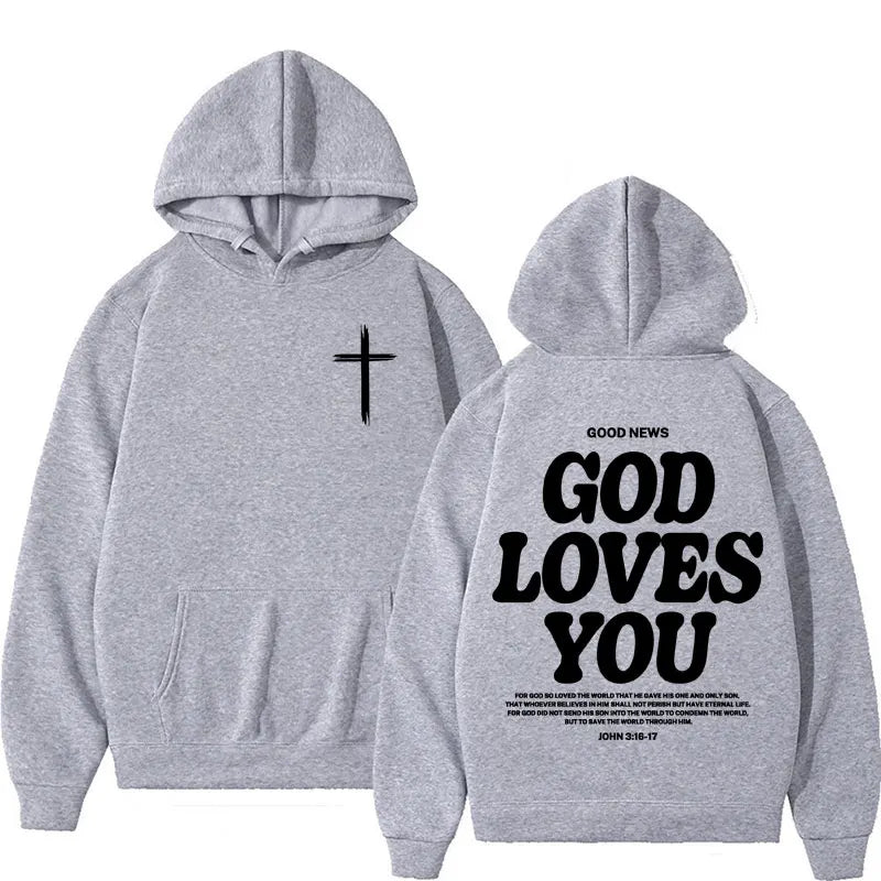 Harajuku Aesthetic Christian Jesus Hoodie Bible Verse God Loves You