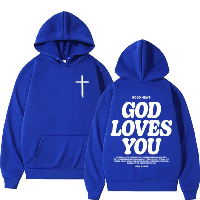 Harajuku Aesthetic Christian Jesus Hoodie Bible Verse God Loves You