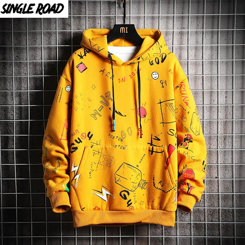 Winter Velvet Anime Hoodie for Men - Streetwear Harajuku Sweatshirt