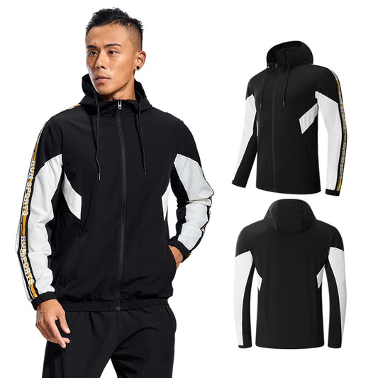 Men's Gym Running Jacket - Slim Fit Hoodie with Zipper