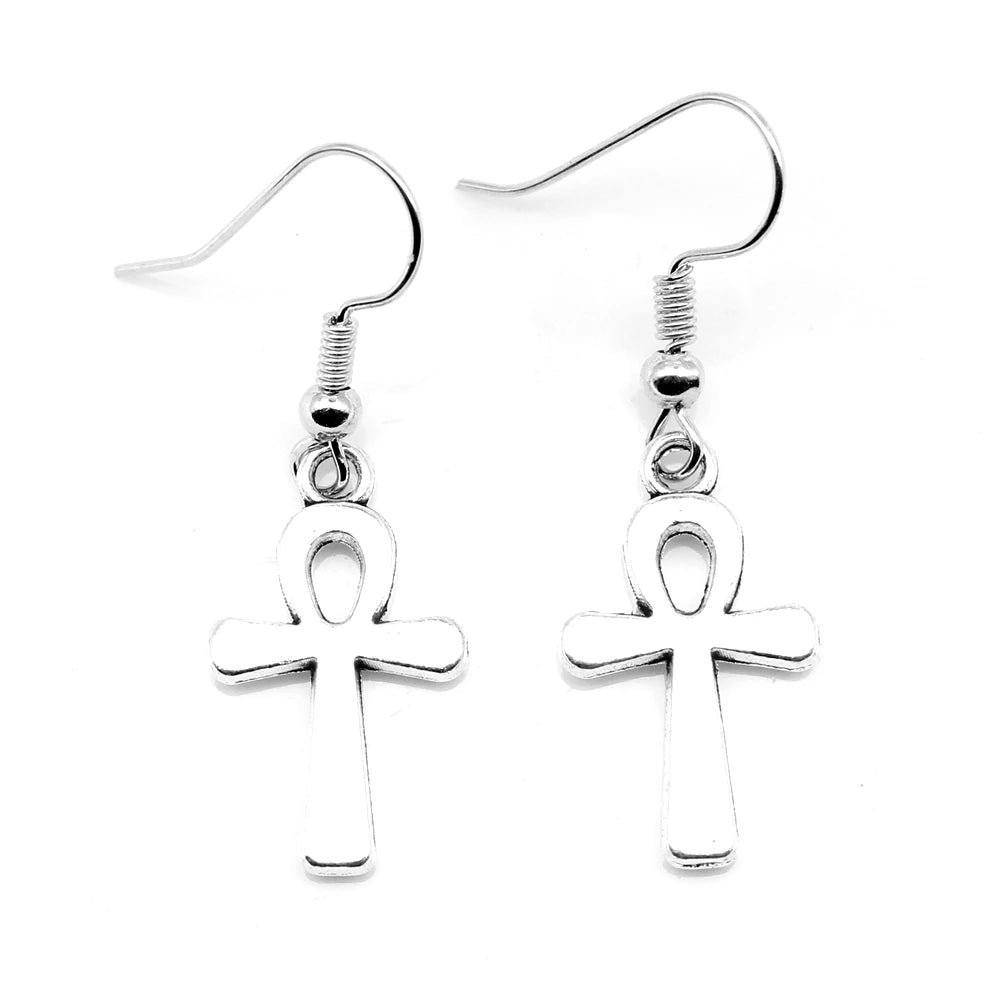 Stylish Ankh Cross Dangle Hoop Earrings - Fashion for Women