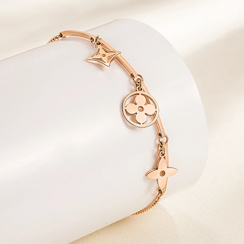 Korean Fashion Bracelet | Rose Gold Titanium Steel Minimalist Jewelry